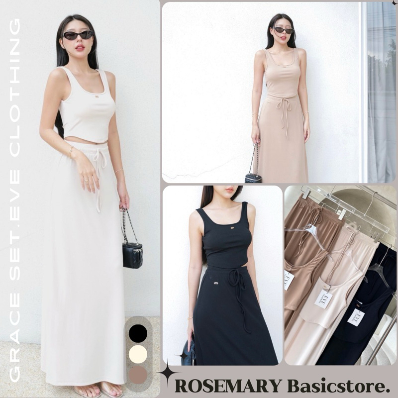 𝐆𝐫𝐚𝐜𝐞 𝐒𝐞𝐭 ชุดเซ็ตเสื้อครอป+กระโปรง ป้าย 𝗘𝗩𝗘 𝗖𝗟𝗢𝗧𝗛𝗜𝗡𝗚 [𝗕𝘆 𝗜𝗻𝘁𝘂𝗼𝗻] #Rosemary Basicstore