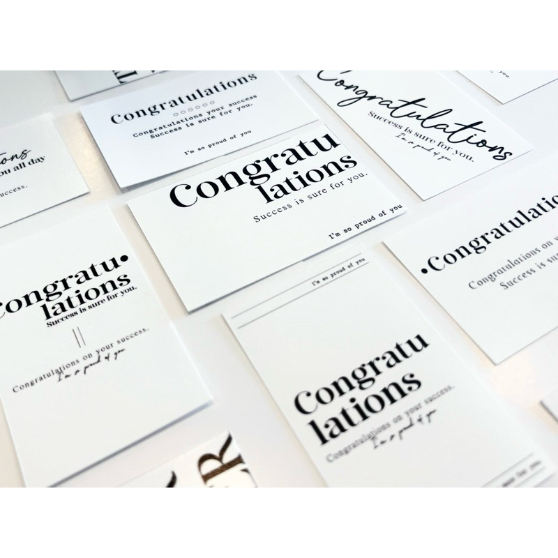 การ์แสดงความยินดี congratulations ใส่ชื่อร้านหรือโลโก้ได้(**สั่งขั้นต่ำ70 บาท ไม่รวมค่าส่งสินค้ารวมได้ทั้งร้านค่ะ*)