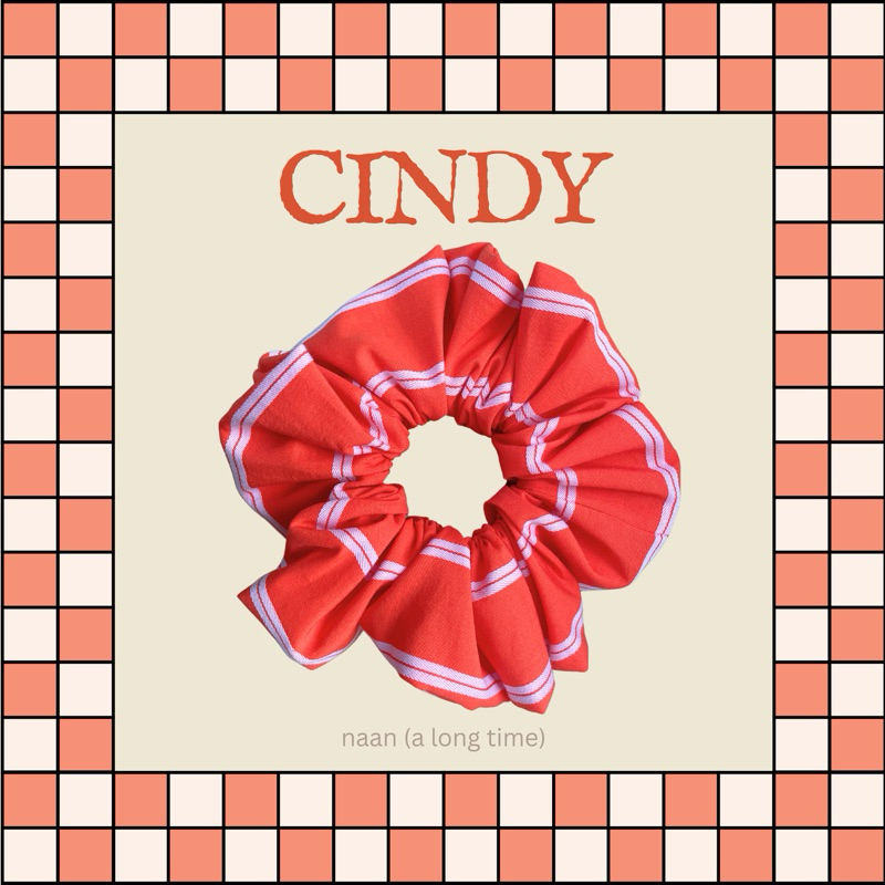 [ร้านค้าเปิดใหม่] Hair Scrunchies ผ้าคอตตอนผสม คุณภาพดี รุ่น CINDY ไซส์ XL สีส้ม-ครีม | by naan([a long time)