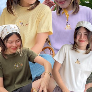 katji / พร้อมส่ง mini tee เสื้อยืดตัวครอปผ้าร่อง