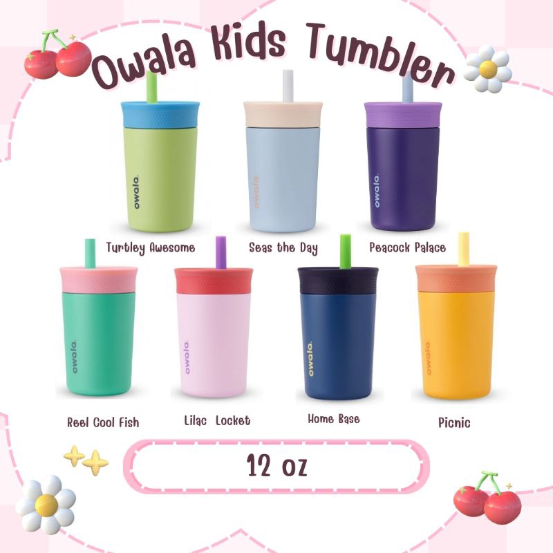 (พร้อมส่ง นำเข้า ) เก็บโค้ดคุ้ม!ลดเพิ่ม Owala Kids' Tumblerแก้วเก็บความเย็น ใ่ส่ได้ทั้งเครื่องดื่มหรือกาแฟเย็น ขนาด12oz