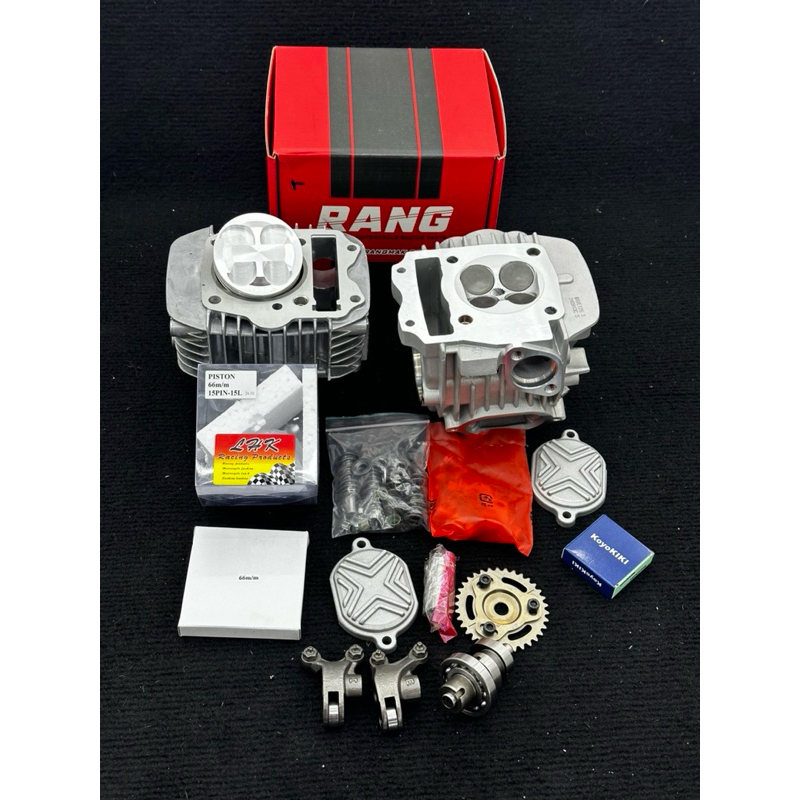 ชุดเสื้อฝา125ลูก66/4วาวปลอกยาวใส่ได้ถึงชัก7มิลลูกLHKสลัก15มิลวาล์ว22-25ฝาสูบRANGใส่125คาร์บูและ125iร