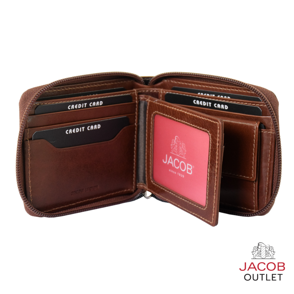 JACOB กระเป๋าสตางค์ชายพร้อมช่องใส่รูปภาพและช่องเก็บเหรียญ - รุ่น PAKI 22505