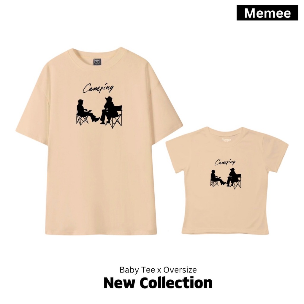MEMEE ~ เสื้อยืดCotton x Polyester S-3XL ใส่สบาย ไม่หด ไม่ย้วย ทรงสวย (Camping2)