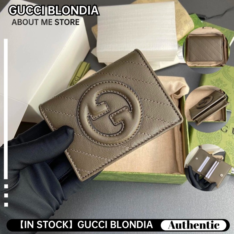 Gucci Blondie Interlocking Double G Snap Wallet Card Holder ผู้หญิง สีเขียว