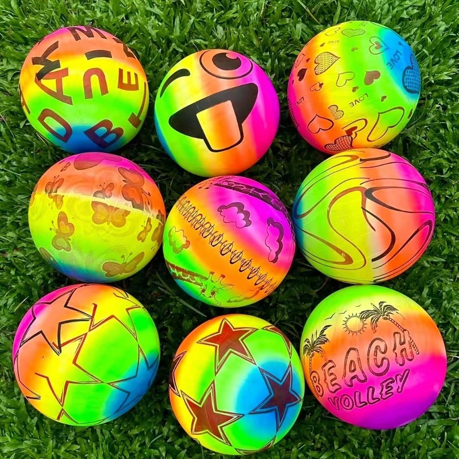 ส่งทุกวัน ลูกบอล สีสายรุ้ง คละลาย ขนาด 8-9 นิ้ว (ไม่เป่าลมส่ง) มีตาข่าย Ball บอลชายหาด ฟุตบอล ลูกฟุตบอล