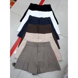 พร้อมส่ง‼️ขาสั้นดีเทล2จีบหน้า ผ้าออดี้ ยาว14“