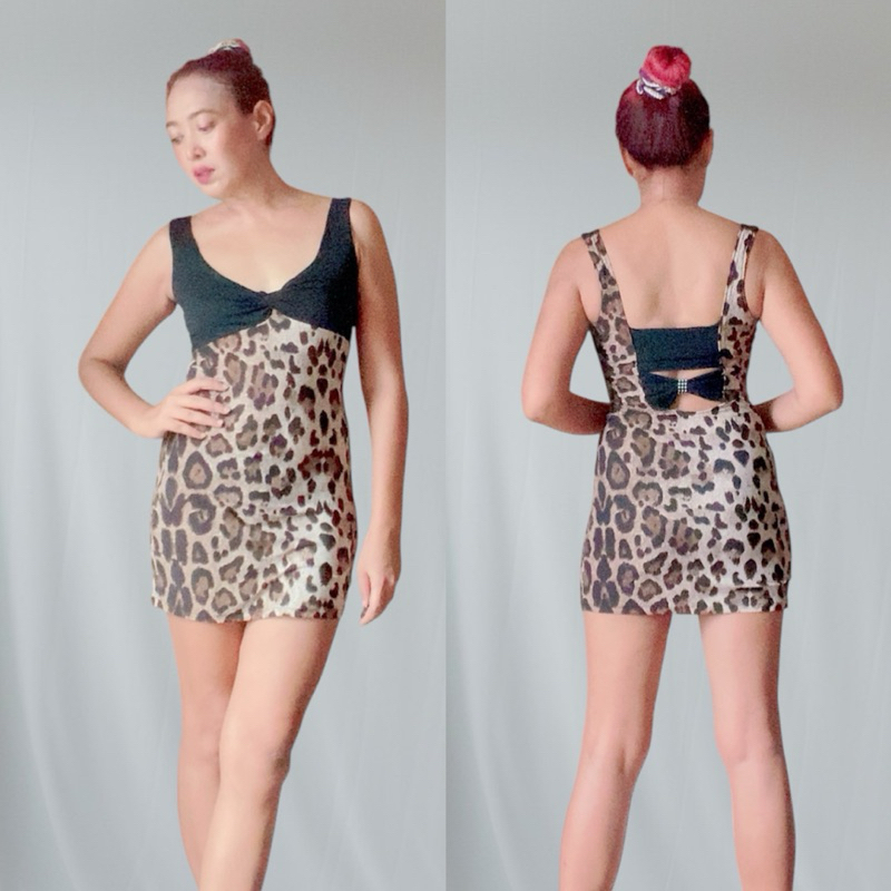 Leopard print mini dress