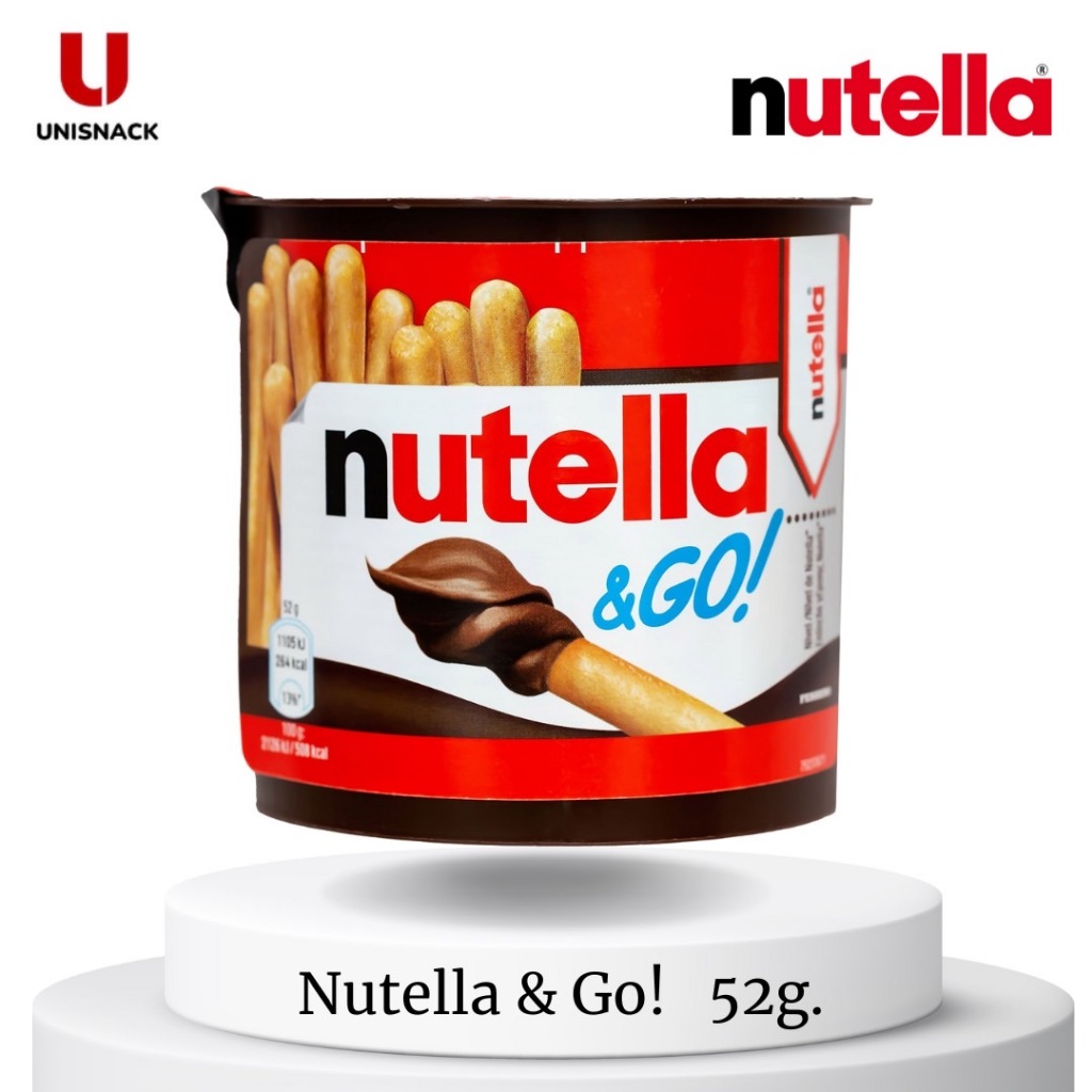 Nutella & Go! นูเทลล่า go 52 กรัม (g). บิสกิตแท่ง จิ้มนูเทลล่า BEE: 03/2025