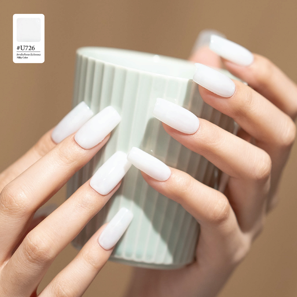U-DELI สีทาเล็บกึ่งเจล(ไม่อบ) U-726 Milky สีขาวนม 16ml เล็บสีขาวนม สีทาเล็บเด็ก Vegan Nailpolish - รูปที่ 5