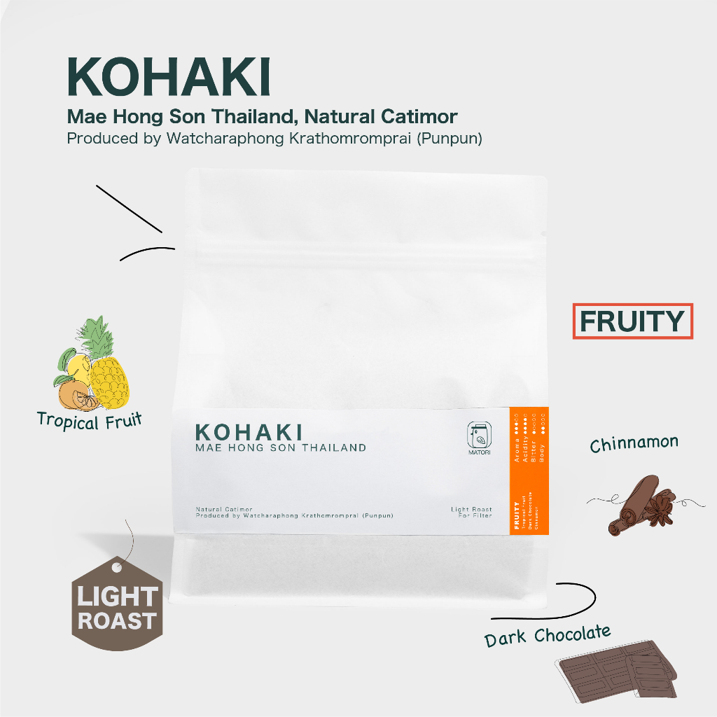 Matori Coffee Roaster เมล็ดกาแฟคั่วอ่อน Thailand, Mae Hong Son, Kohaki Natural Catimor