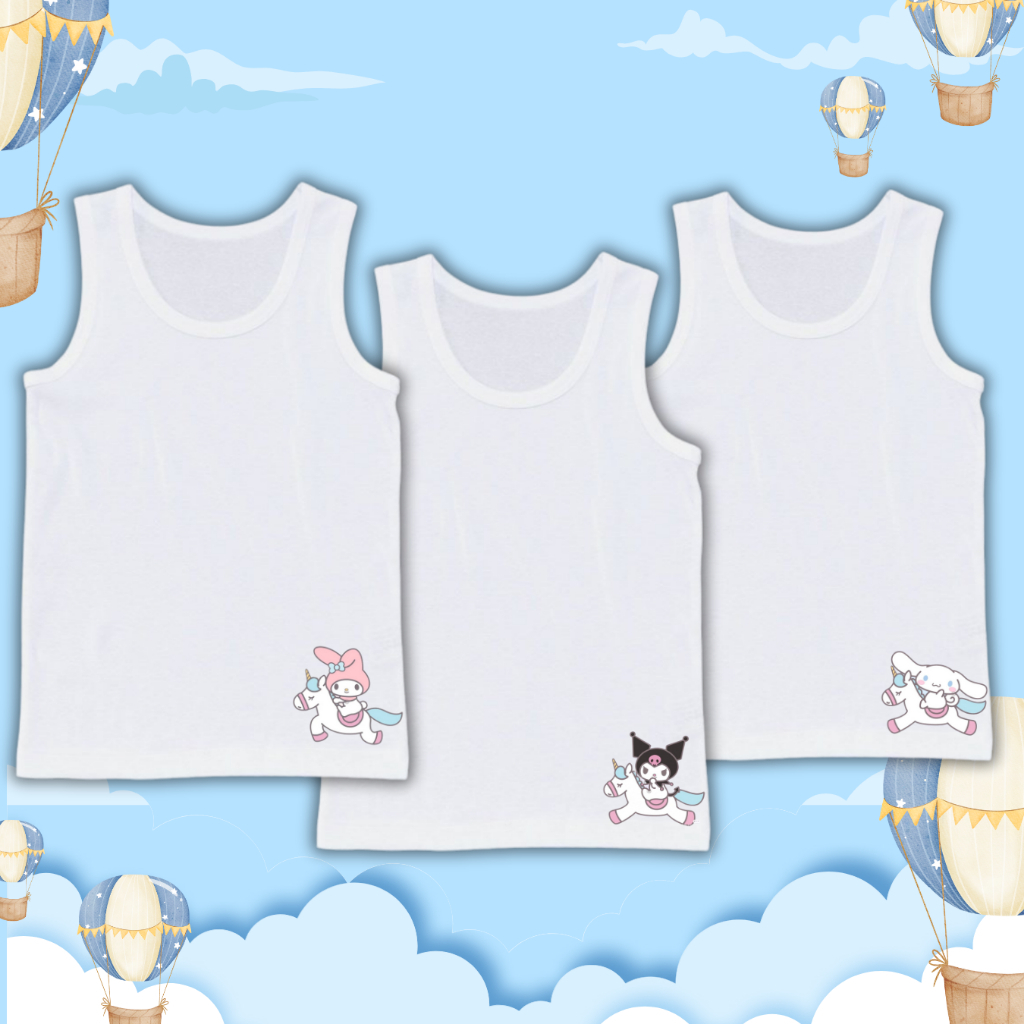 ใหม่! เสื้อซับในเด็ก เสื้อกล้ามเด็กลาย ซานริโอ้ คิตตี้ คุโรมิ มายเมโลดี้ ชินนาม่อนโรล นุ่มระบายอากาศได้ดี ไซส์ 1-11ปี