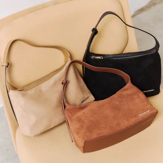 [พร้อมส่ง] CHUUCHOP - Wendy bag กระเป๋าข้างสะพายข้างสไตล์คลาสสิค หนังกลับและยีนส์ (C8316)