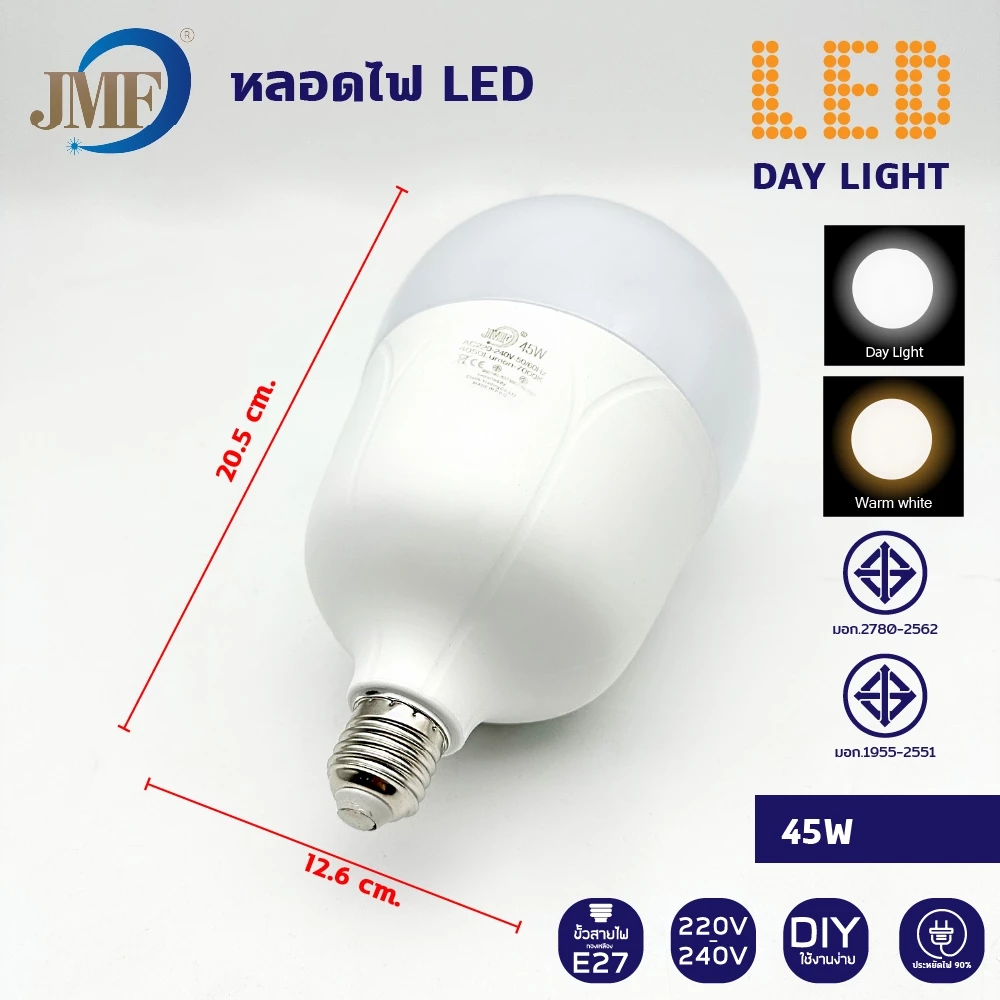 🔥พร้อมส่ง🔥 หลอดไฟ lED 25w. 30w. 35w. 40w. 45w. 55w. 65w. 75w.แสงขาว หลอดไฟแม่ค้า หลอดไฟ หลอดไฟตุ้ม