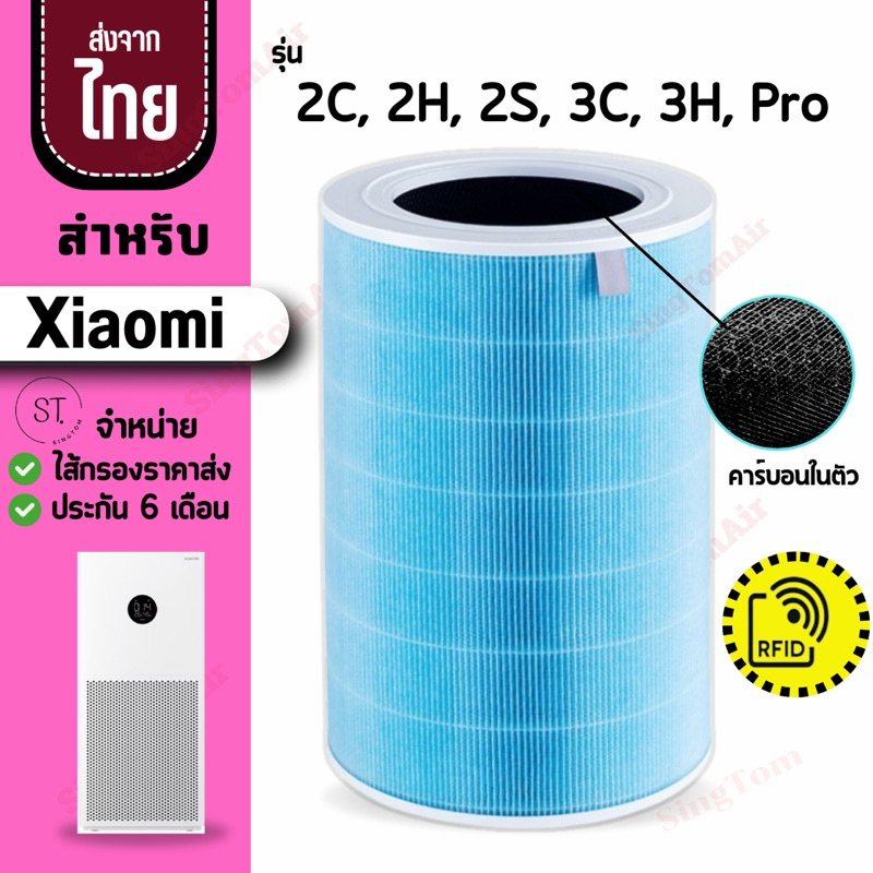 สีฟ้า ไส้กรองอากาศ สำหรับ Xiaomi รุ่น 2S, 2C, 2H, Pro, 3C, 3H  Purifier Filter ไส้กรอง สำหรับ เสี่ยว