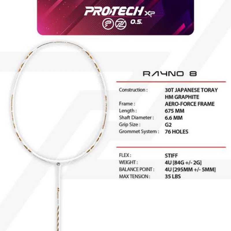 Protech Sports ไม้แบดมินตัน รุ่น Rayno 8