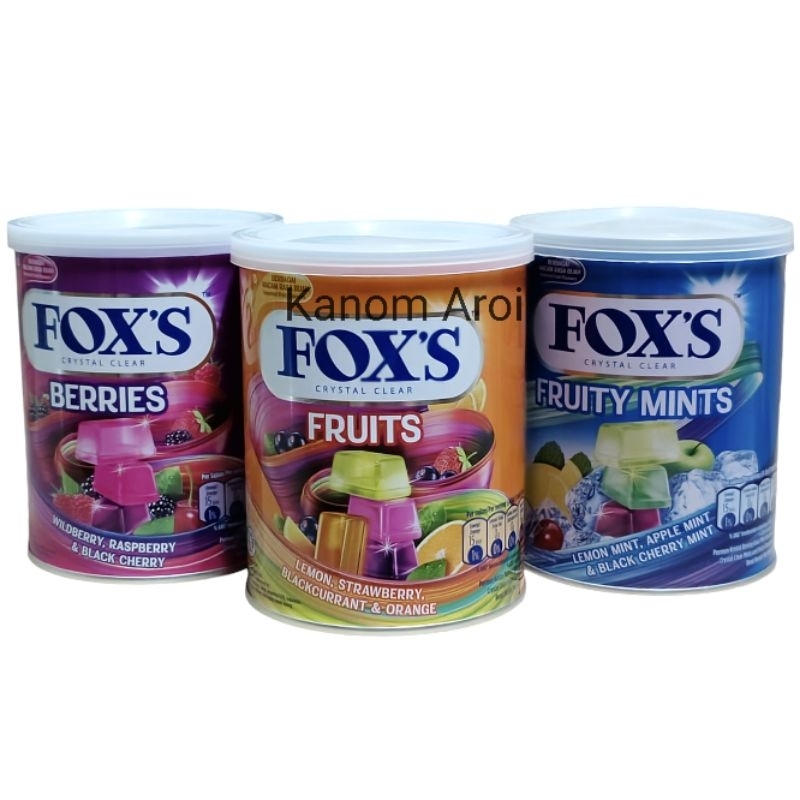 FOX'S ลูกอมรสผลไม้ รสฟรุตส์ตี้ มิ้น เบอร์รี่ กระป๋อง 180 กรัม