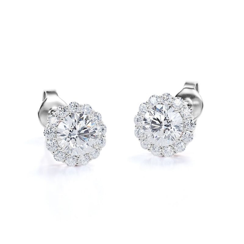 m gems - 9kGold ทองคำ 37.5% ต่างหูดอกโบตั๋น พลอย Moissanite เก๋ๆ ไม่ซ้ำใคร