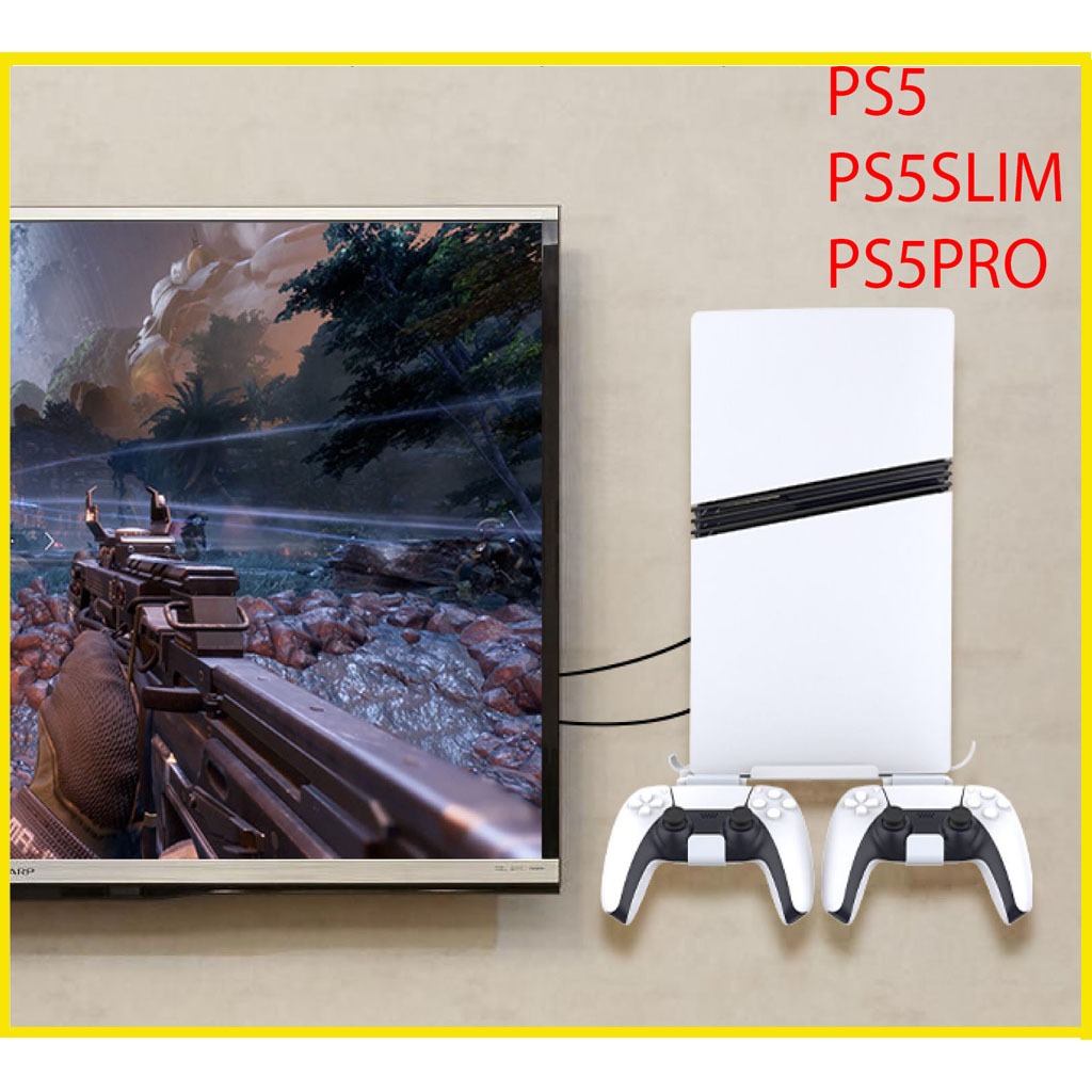 PS5 Pro/PS5 Slim/PS5 ชั้นวางของติดผนังที่ยึดผนัง และขาตั้งติดผนังสำหรับคอนโซลPS5 Pro/PS5 Slim/PS5  (วัสดุเป็นเหล็ก)