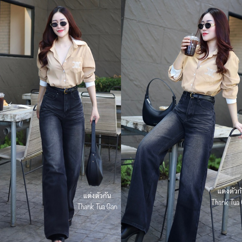 Thanktuagan ยีนส์รุ่นDark Angel สีดำเฟดสวยดูแพงมาก ผ้าหนานุ่มพอดี เก็บทรงต้นขาปัง แบบสวยจนต้องบอกต่อ