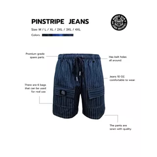 Monkey Siam | Pinstripe Jeans - ยีนส์ลาย M-4XL เอว 25-48 กางเกงคาร์โก้ ขาสั้นผู้ชาย