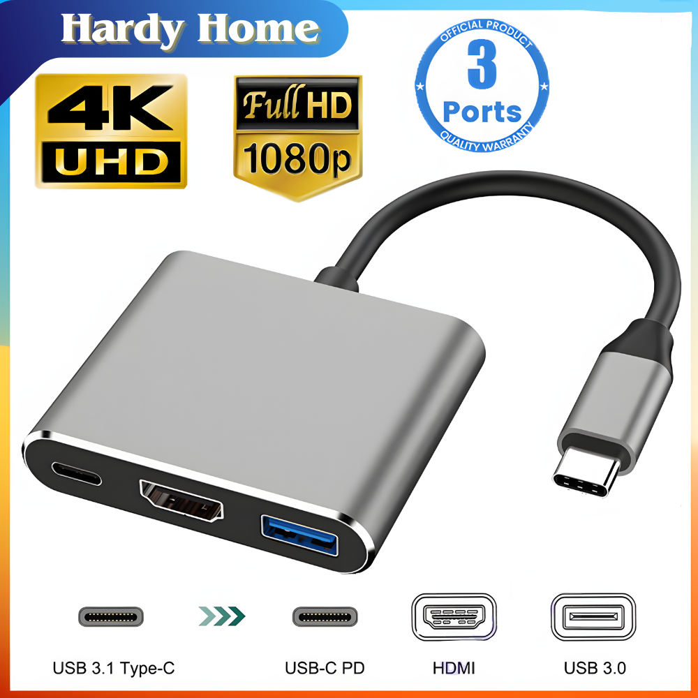 【พร้อมส่ง】ตัวแปลงหญ อะแดปเตอร์ USB-C to HDMI,Type-C OTG 3-in-1 Hub,รองรับ 4K HDMI