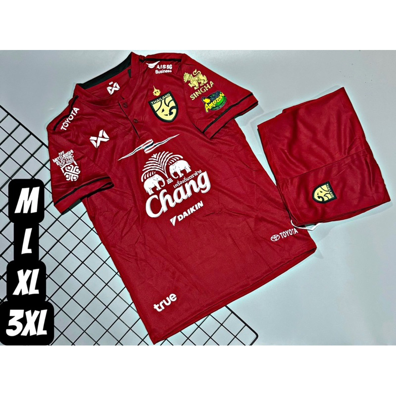 ชุดกีฬาทีมชาติไทยคอจีนครบชุดเสื้อพร้อมกางเกงชายหญิงใส่ได้