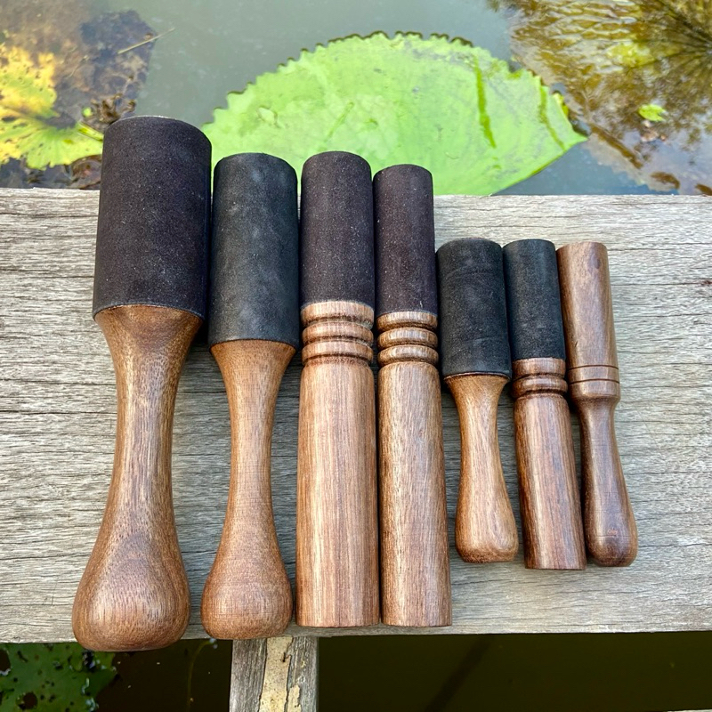 พรชีวิต : ไม้ตีระฆังเนื้อแข็งหุ้มหนังแท้ จากเนปาล ขันทิเบต Singing Bowl Mallet Stick