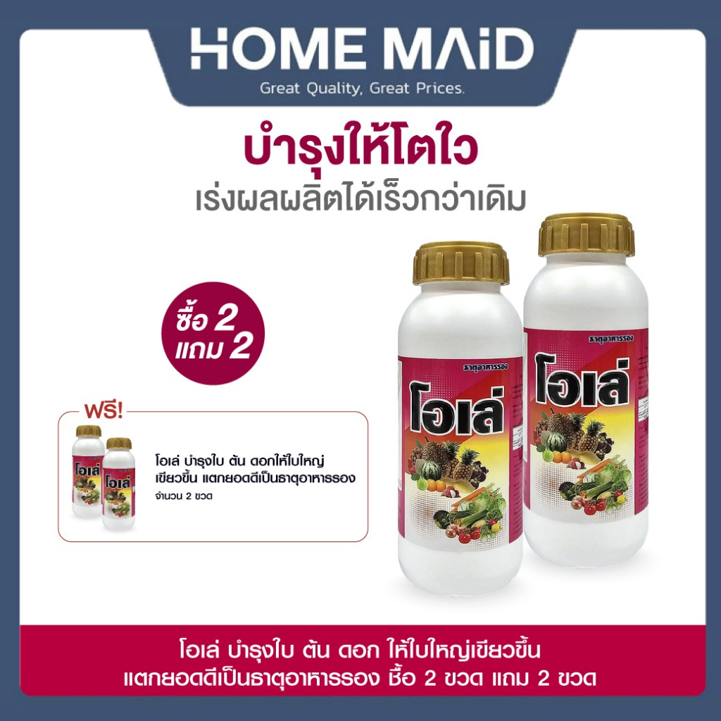 [ 2แถม2 ] โอเล่ บำรุงใบ ต้น ดอก ให้ใบใหญ่เขียวขึ้น แตกยอดดี เป็นธาตุอาหารรอง โดย_Homemaid