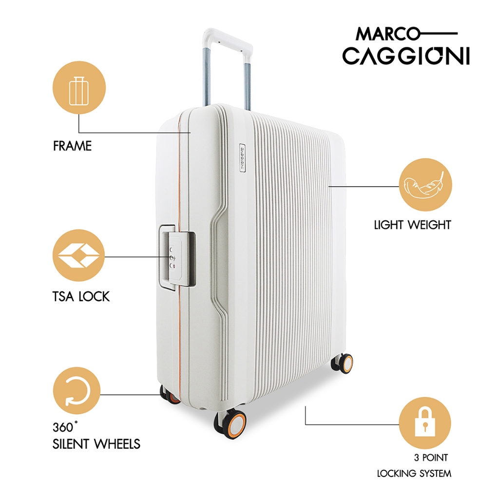 CAGGIONI กระเป๋าเดินทางล้อลาก แบบโครง รุ่นมาโคร C22011-13L - Light camel สีนู๊ด