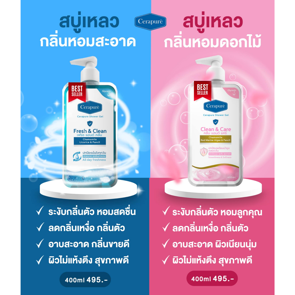 Cerapure (เซราพิวเร่) สบู่เหลว ชาวเวอร์เจล เจลอาบน้ำ ผิวสะอาด สดชื่นยาวนาน พร้อมส่ง 400 ml ของแท้ - รูปที่ 4