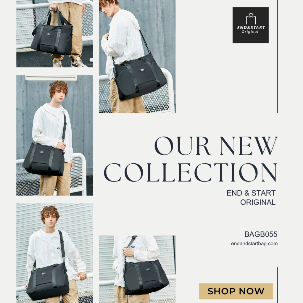 BAGB055 END&START กระเป๋าเดินทาง มีช่องใส่รองเท้า เสียบล้อลากได้ กันน้ำ หิ้วหรือสะพาย ขึ้นเครื่องได้