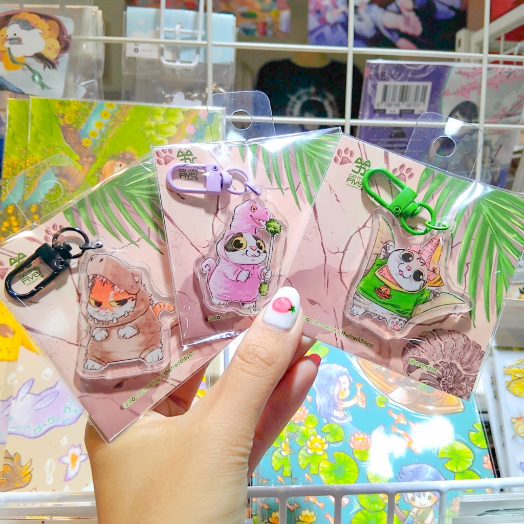 Keychain พวงกุญแจคาแรคเตอร์ แมวจากบ้าน cat me five มาในเวอร์ชั่น Dinosaur [Catmefive]