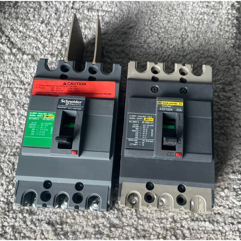 ขาย เมน เบรกเกอร์ สามเฟส Main Breaker 3P squareD Schneider รุ่น EZD100H หรือ EZC100F 50A แอมป์ มือสอ