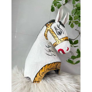 จตุรอาชา หัวโขน เปเปอร์มาเช่ หัวม้าสีขาว