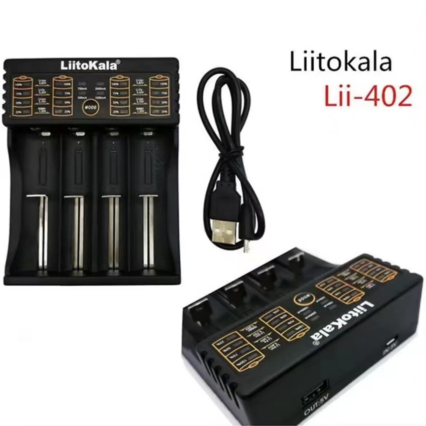LiitoKala Lii-402 เครื่องชาร์จถ่าน รางชาร์จ 1.2v 3.7v 4 ช่อง ชาร์จไว ตัดไฟเอง รองรับถ่าน AA / AAA