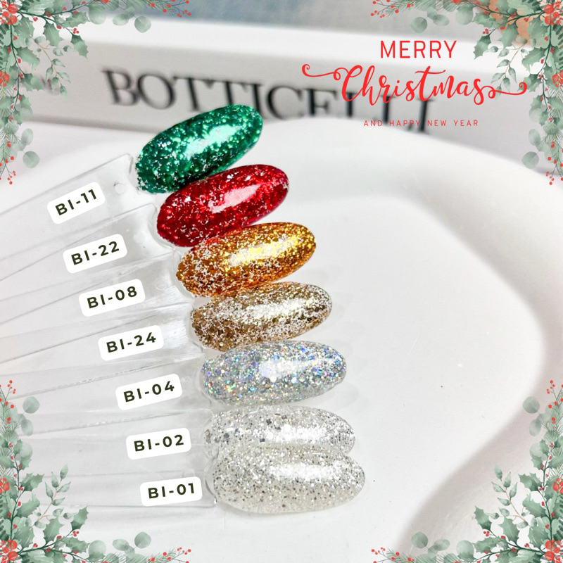 [พร้อมส่ง] สีเจลกากเพรช ยาทาเล็บเจลกากเพรชกลิตเติอร์  โทนสี chismas เนื้อเเน่น