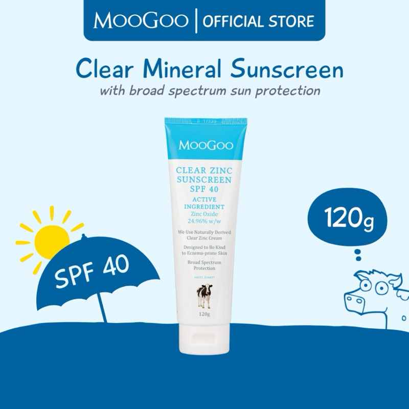 MooGoo Clear Zinc Sunscreen SPF40 | ครีมกันแดดธรรมชาติสูตรกันน้ำ ซิงค์ออกไซด์ SPF 40