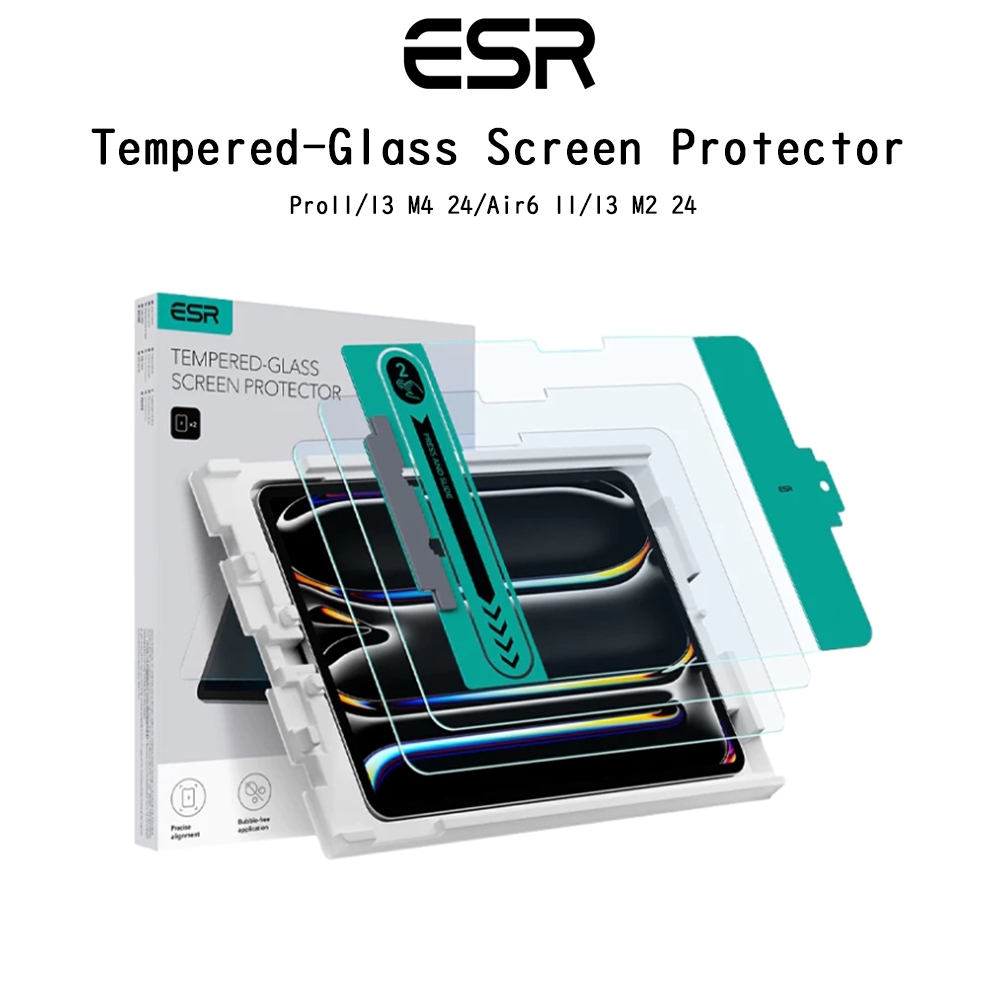 ESR Tempered-Glass Screen Protector ฟิล์มกระจกใสเกรดพรีเมี่ยมจากเกาหลี ฟิล์มสำหรับ iPad Pro 11/13 M4 24/Air6 11/13 M2 24