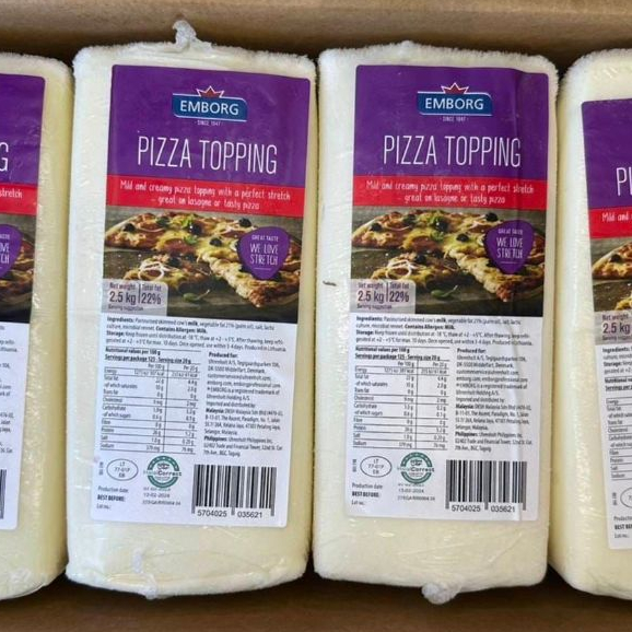 ชีสยืด มอสซาเรลล่าชีส เอมบอร์ก 2.3/2.5kg - Emborg Mozzarella Pizza Topping 2.3/2.5kg นำเข้าจากเดนมาร์ก