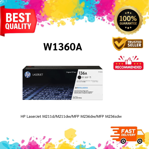 HP 136A W1360A ตลับหมึกโทนเนอร์ สีดำ (1150 page) (W1360A)