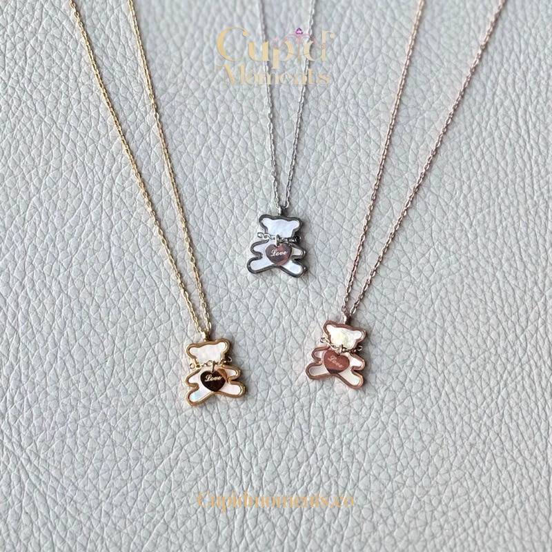 Pearly Teddy Necklace สร้อยจี้หมีเทดดี้ประดับไข่มุก