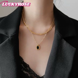 LUCKYROSE สร้อยคอผู้หญิง สร้อยคอหลายชั้น ไม่แพ้ง่าย ไม่ลอกดำ…