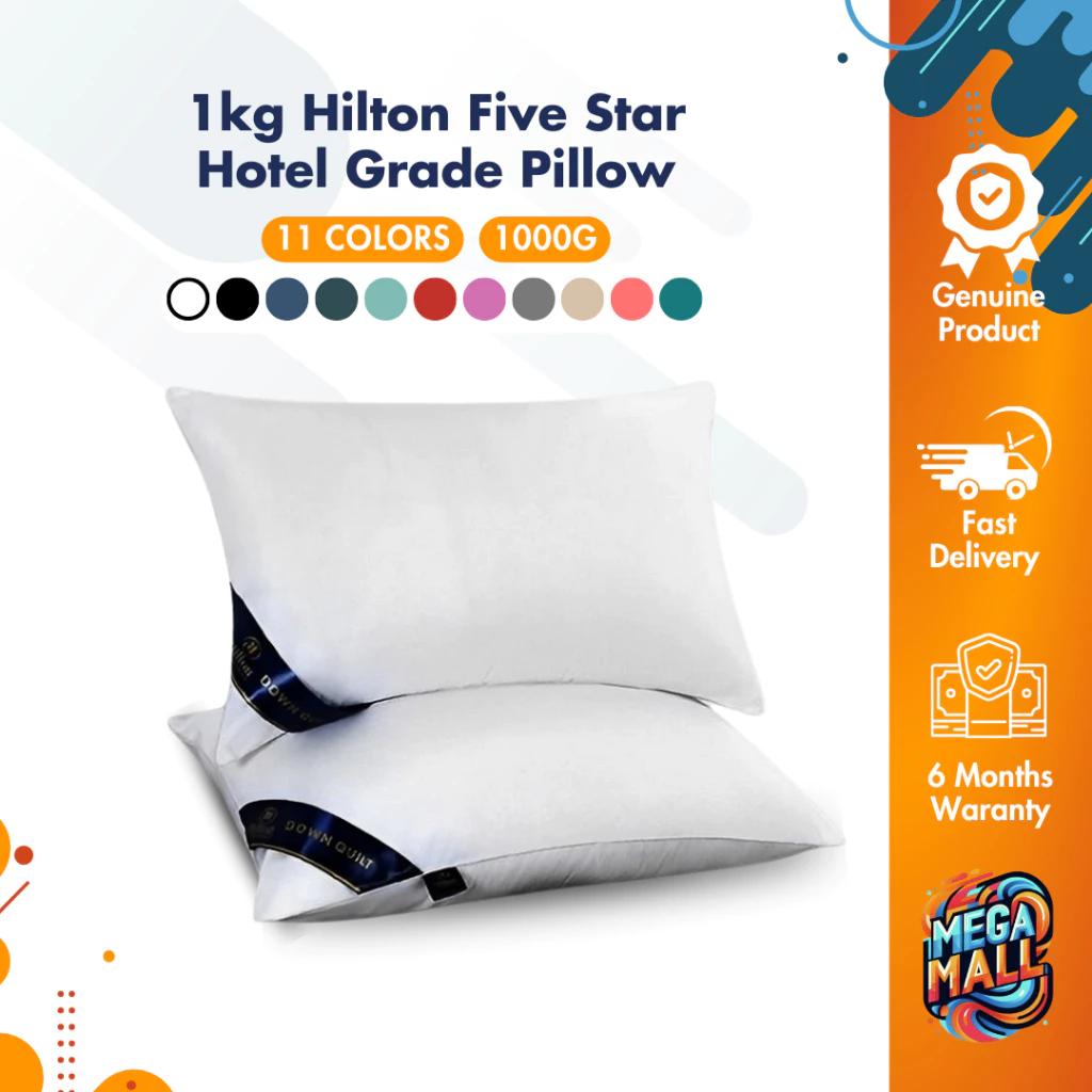 1kg Hilton หมอนโรงแรม5 ดาว แก้ปวดคอ หมอนหนุน นุ่ม หลับสบาย ไม่ปวดคอ หมอนสุขภาพ น้ำหนัก