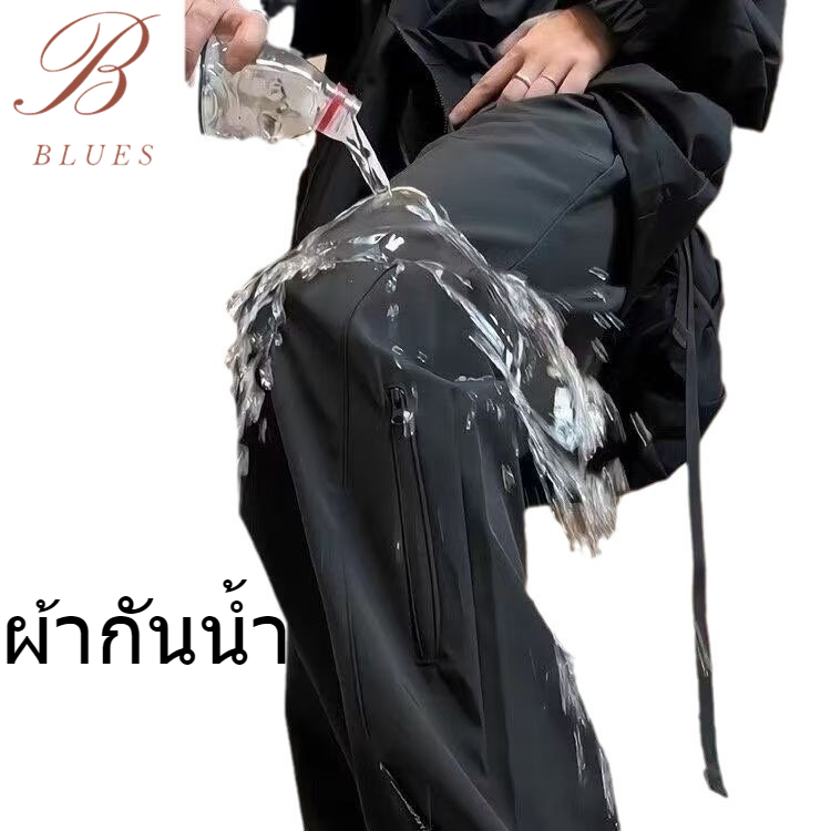 กางเกงกีฬาลำลองชาย ผ้ากันลมและกันน้ำ เหมาะสำหรับเดินป่าและเล่นกีฬา ข้างใส่สบาย กางเกงปีนเขา มีเชือกผูก เอวยางยืด มีก - รูปที่ 4