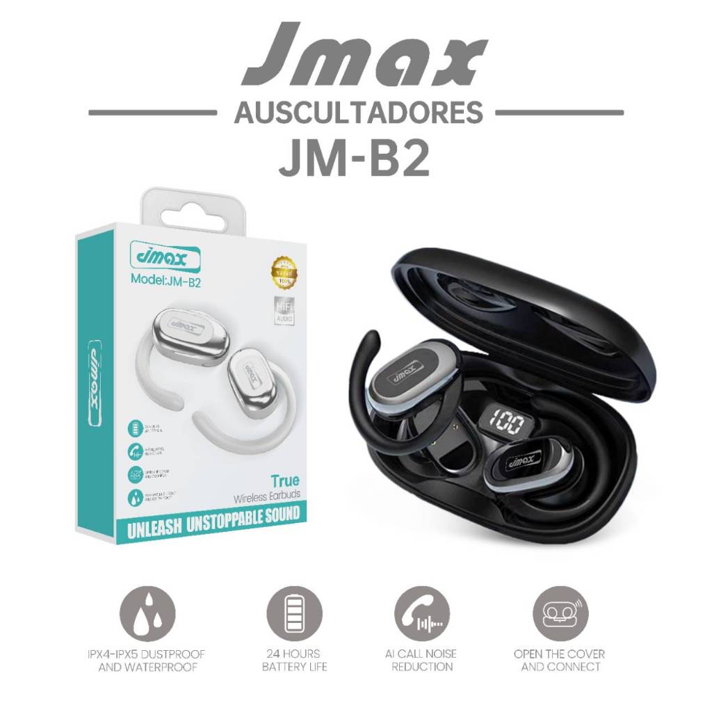 JMAXหูฟังบลูทูธไร้สายขนาดเล็ก JM-B2 หูฟังBluetooth 5.4 สำหรับอุปกรณ์บลูทูธโทรศัพท์มือถือ/ แล็ปท็อป ส