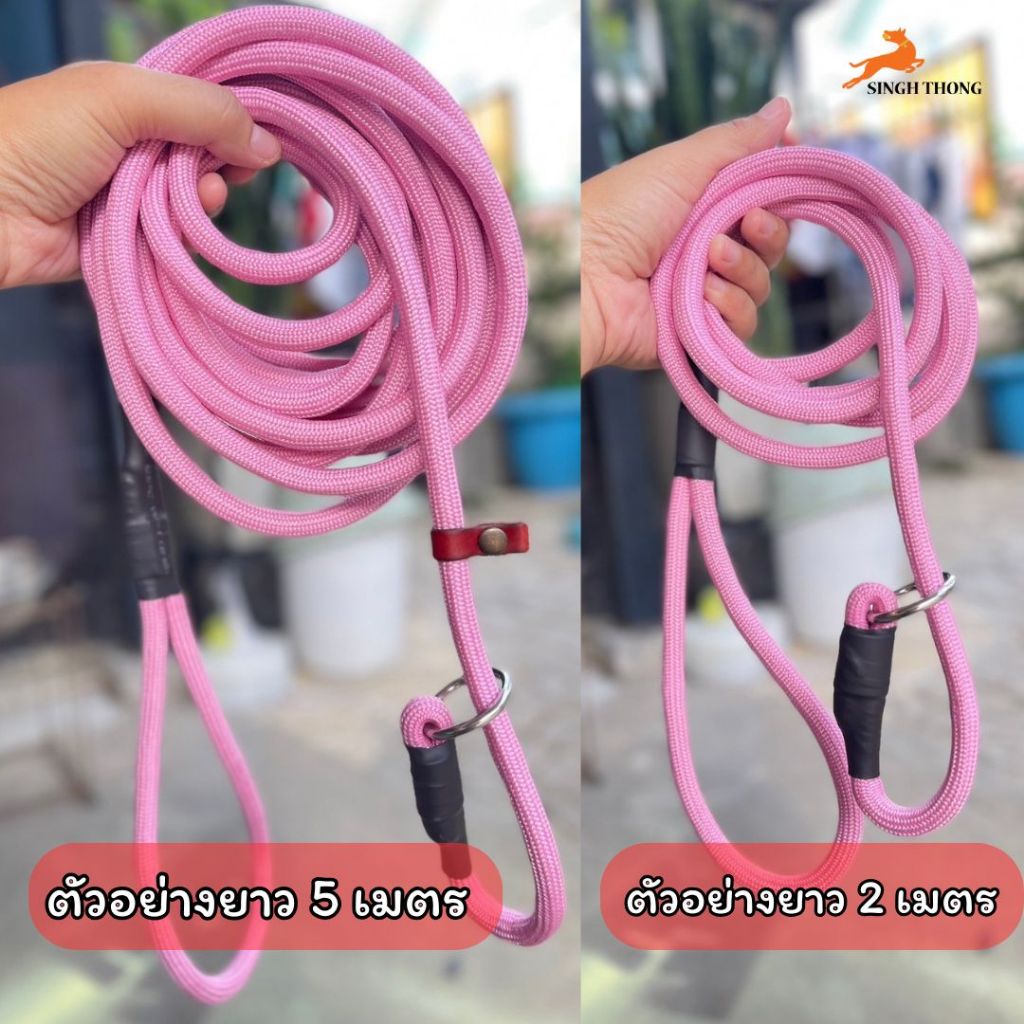 SinghThong สายจูงฝึกสุนัข หนา 10 มม. เชือกฝึกหมา สีชมพู สายคล้องคอสุนัข เชือกฝึกสุนัข รูปที่ 2