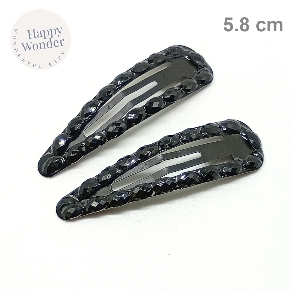 2 ชิ้น กิ๊บเป๊าะแป๊ะ กิ๊บดำ เพชรดำ วิบวับ hairclip - รูปที่ 2
