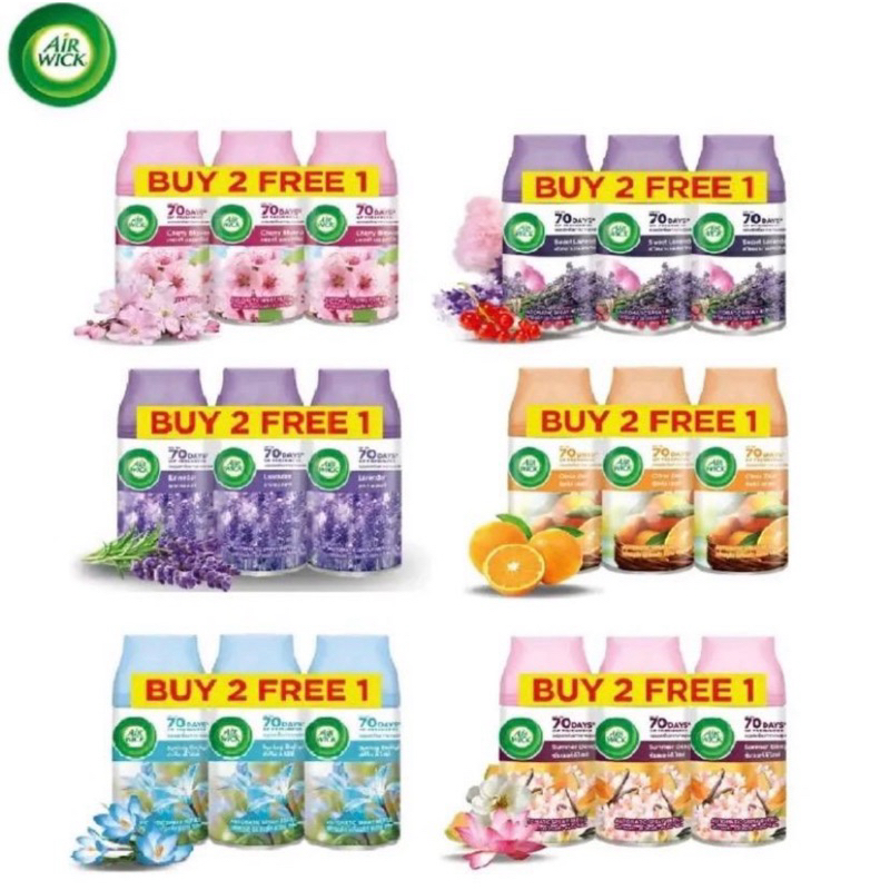 Airwick refill buy2 free1 ได้ทั้งหมด3กระป๋อง สเปรย์ปรับอากาศ ชนิดเติม 250ml