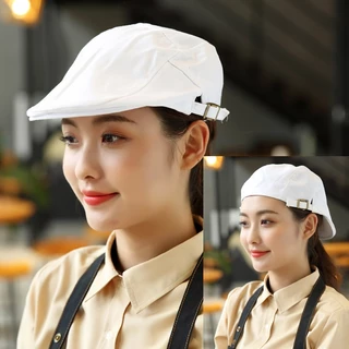 หมวกเชฟ หมวกเบเร่ต์2 หมวกทำครัว ปรับสายได้2ด้าน สำหรับเชฟร้านอาหารงานโรงแรม สไตล์วิลเทจ พร้อมส่งจากไทย